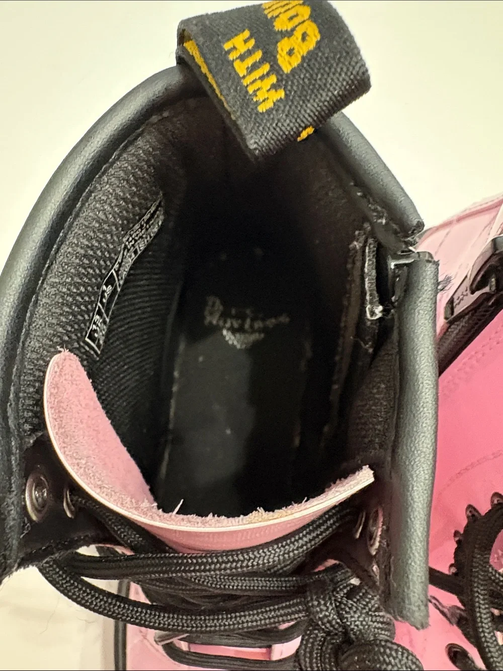Dr. Martens Pink Patent Lace-Up Kids Boots Size 1